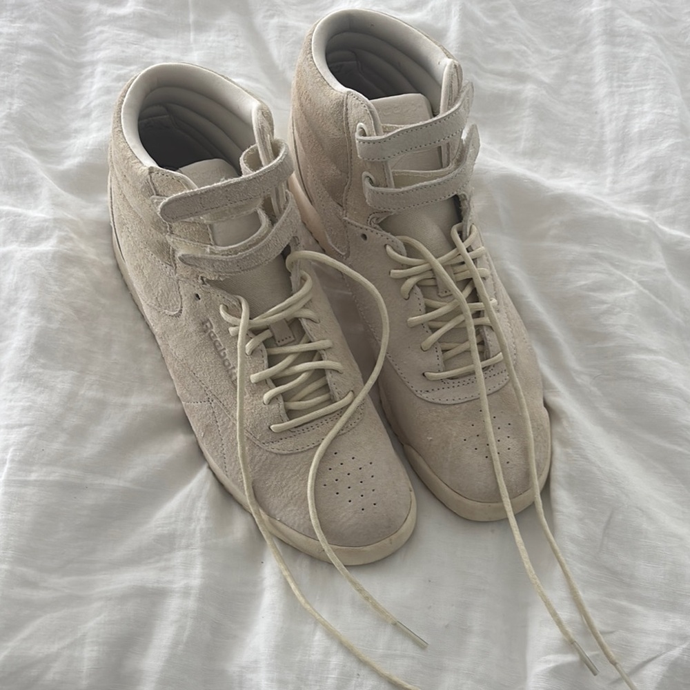 Cream Suede High-Top Reebok Sneakers